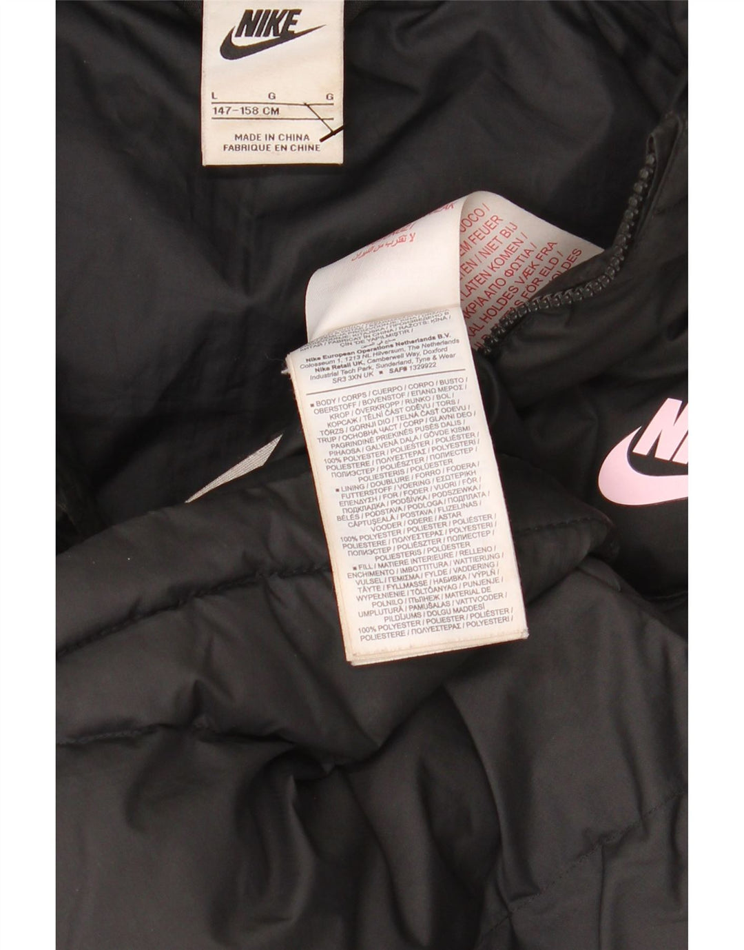 Утепленная куртка NIKE для мальчиков с капюшоном, 12–13 лет, большая, черная, полиэстер