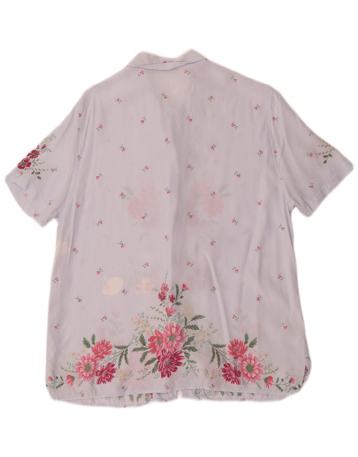 Женская рубашка с коротким рукавом Benetton IT 46, большая синяя с цветочным принтом, вискоза