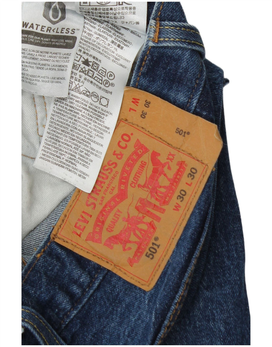 Мужские прямые джинсы Levi's 501 W30 L25 синие, хлопок