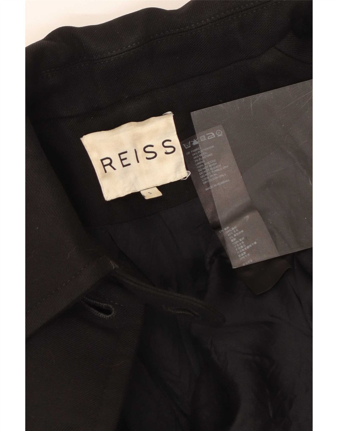 Женский пиджак Reiss на 5 пуговицах UK 8, маленький черный полиэстер