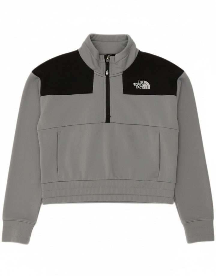 THE NORTH FACE Womens Oversized Crop Sweatshirt Jumper UK 10 Small Grey