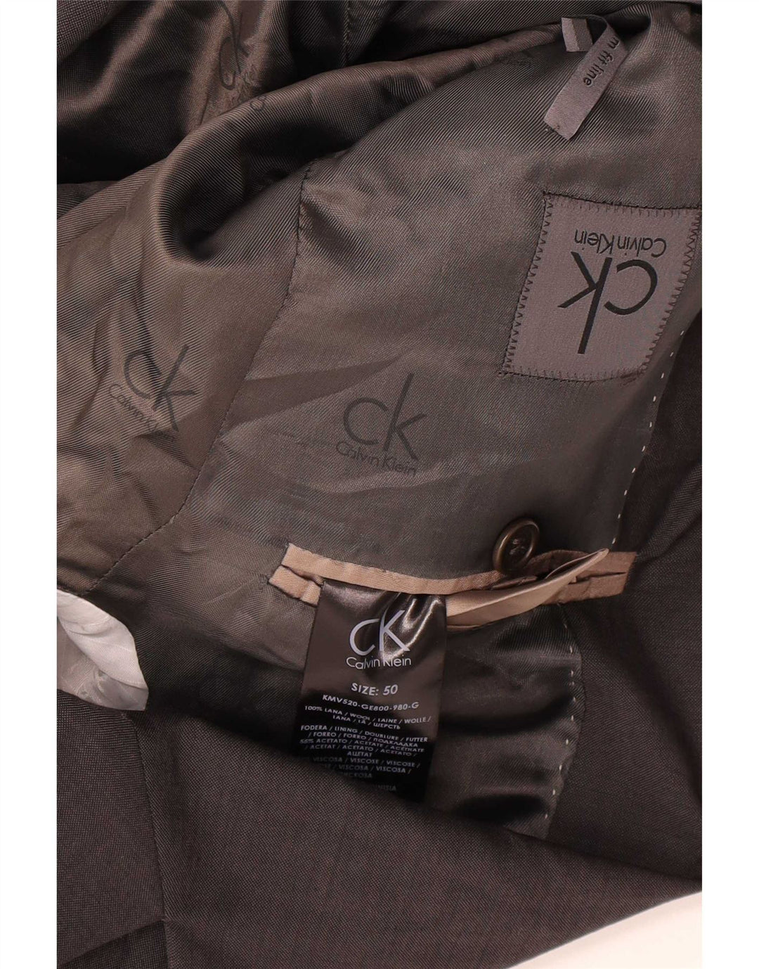 Мужской пиджак на двух пуговицах Calvin Klein IT 50, большой, серый, шерстяной