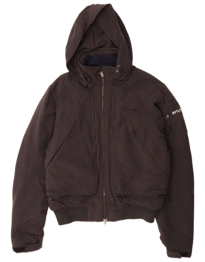 Мужская утепленная куртка-бомбер с капюшоном Woolrich UK 38, средний черный