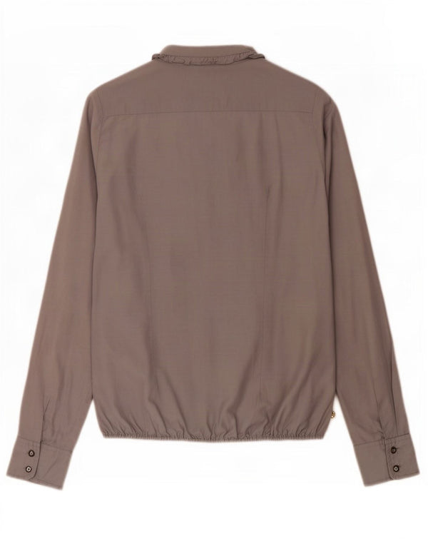 Женская блузка с длинными рукавами и оборками спереди Maison Scotch, Великобритания 12, средний серый цвет