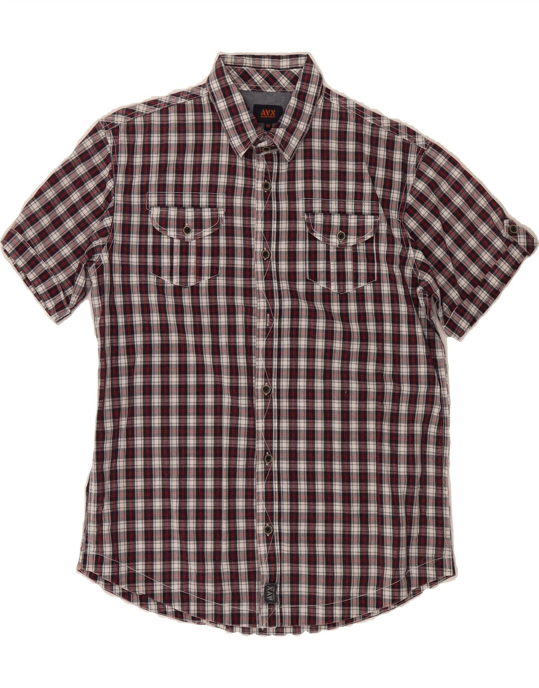 AVIREX Mens Short Sleeve Shirt Medium Navy Blue Check Cotton Vintage Avirex and Second-Hand Avirex from Messina Hembry 