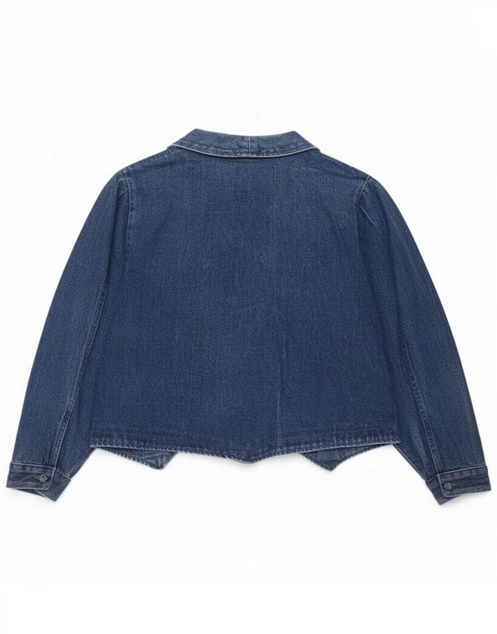 Винтажная женская открытая джинсовая куртка UK 18 XL, синяя