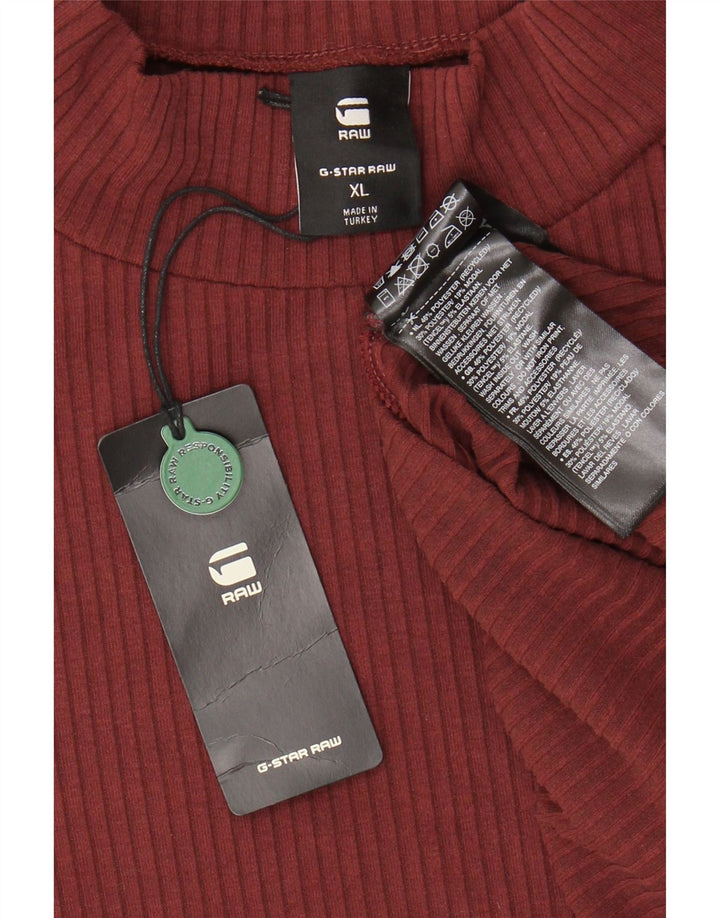 Женское платье-джемпер макси G-Star с длинными рукавами, Великобритания 18 XL, бордовый полиэстер