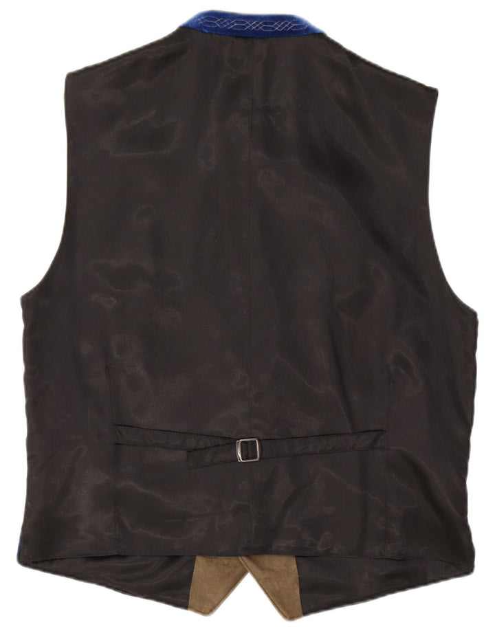 Мужской бархатный жилет из хлопка среднего синего цвета