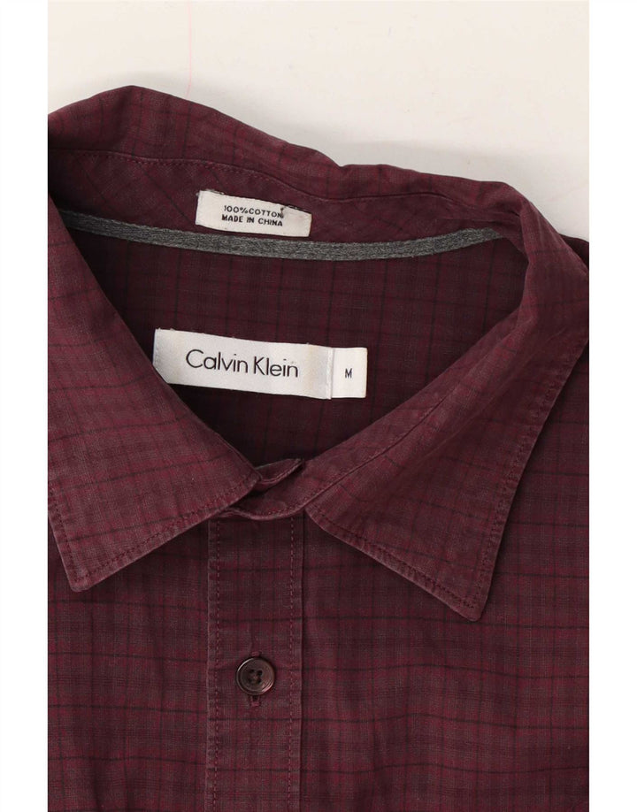 Мужская рубашка Calvin Klein среднего цвета, бордовый, в мелкую клетку, хлопок
