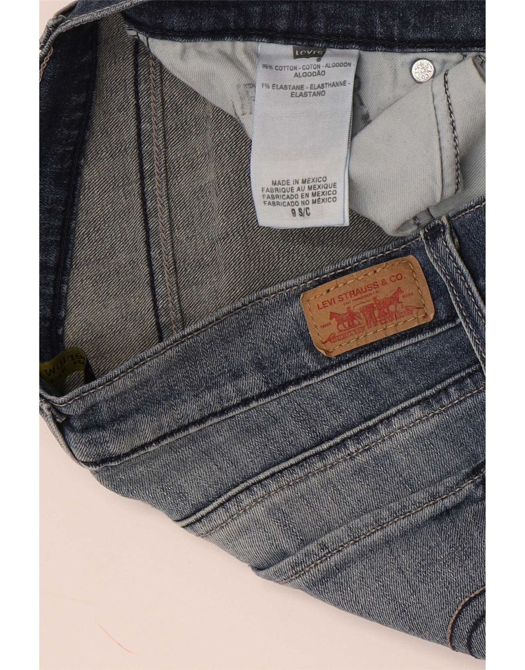Женские прямые джинсы Levi's 524 Super Low США 9, средние W30 L30, синие, хлопок