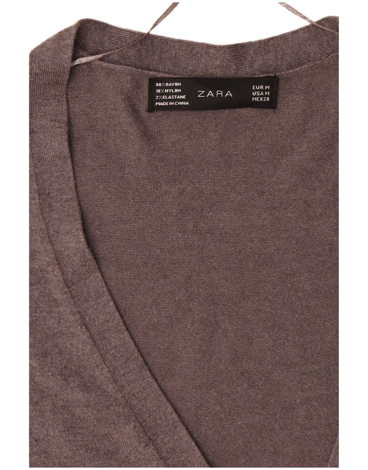 Женский кардиган Zara UK 12, средний серый вискоза