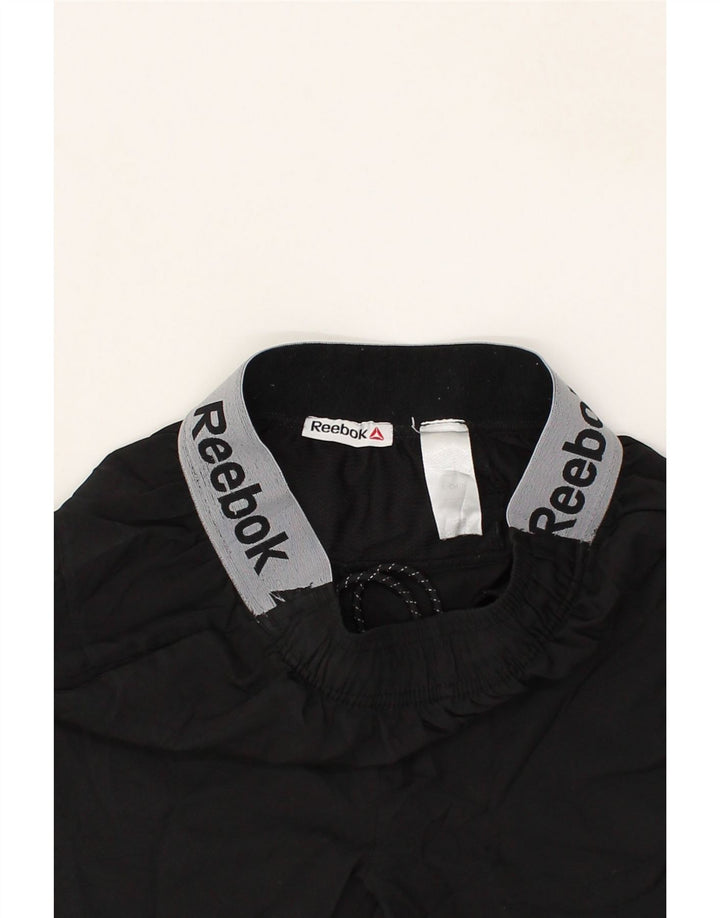 REEBOK Boys Graphic Sport Shorts 13-14 Years Small Black Vintage Reebok and Second-Hand Reebok from Messina Hembry 