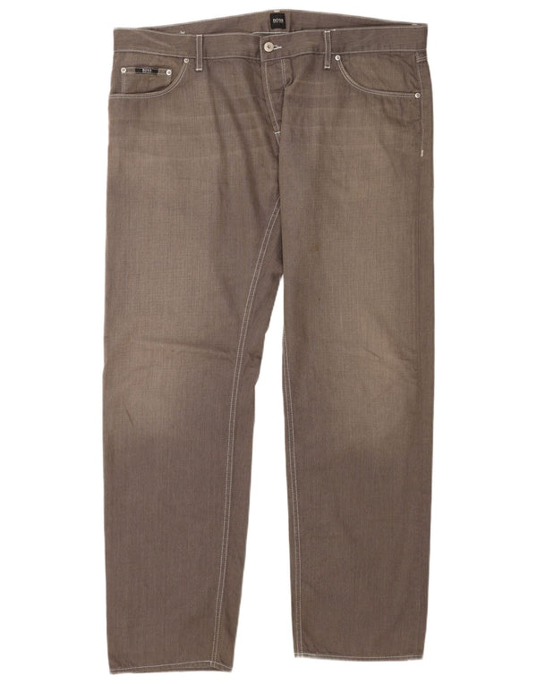 Мужские прямые джинсы Hugo Boss W42 L34 серые, хлопок