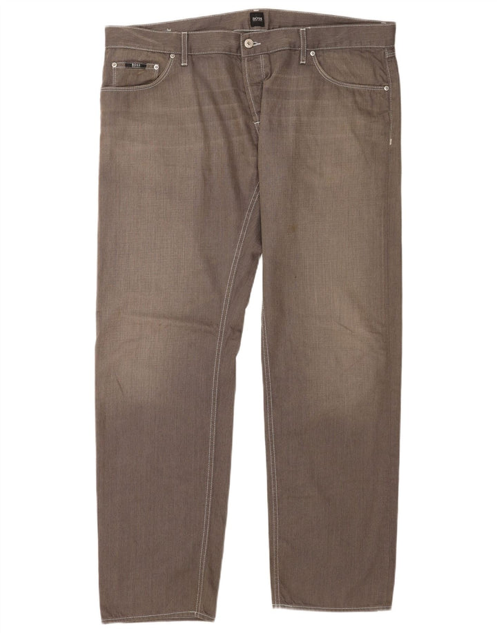 Мужские прямые джинсы Hugo Boss W42 L34 серые, хлопок