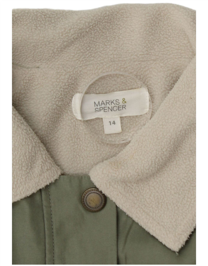 Женская парка из шерпа большого размера Marks & Spencer UK 14, большая зеленая