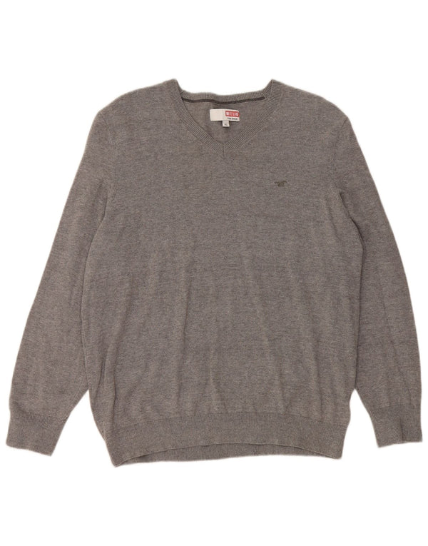 MUSTANG Женский джемпер с v-образным вырезом, Великобритания, 18 XL, серый хлопок