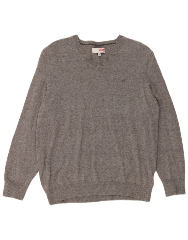 MUSTANG Женский джемпер с v-образным вырезом, Великобритания, 18 XL, серый хлопок