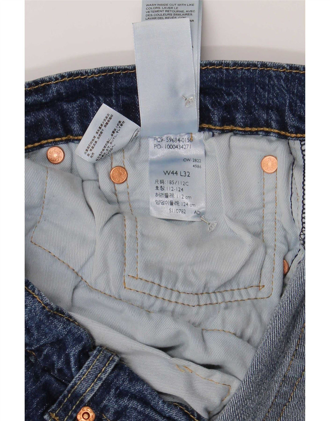 Мужские зауженные джинсы Levi's 502 W44 L27, синий хлопок