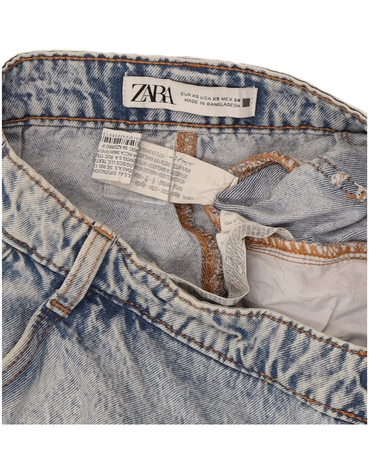 ZARA Womens Denim Shorts XS W24 Blue Cotton