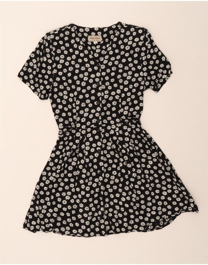 MAXIME Womens Oversized A-Line Dress EU 34 XS Black Floral Vintage Maxime and Second-Hand Maxime from Messina Hembry 
