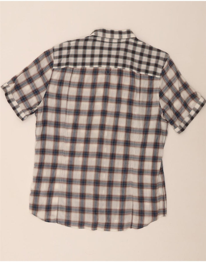 Guess Мужская рубашка с коротким рукавом XL, серая клетка, хлопок