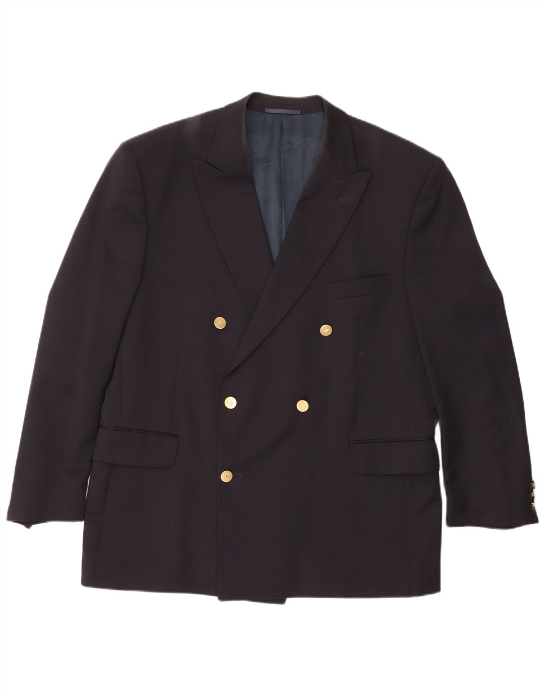 Jaeger Мужской двубортный пиджак IT 54 2XL Темно-синий шерстяной