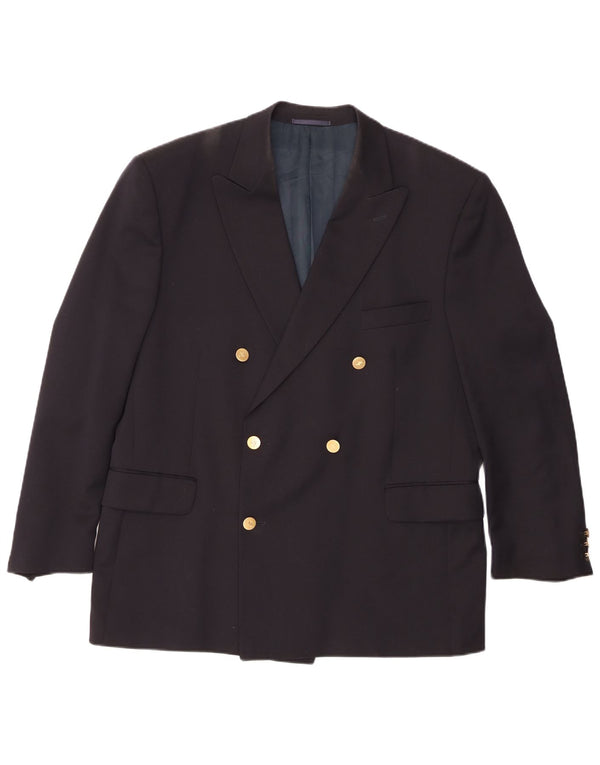 Jaeger Мужской двубортный пиджак IT 54 2XL Темно-синий шерстяной