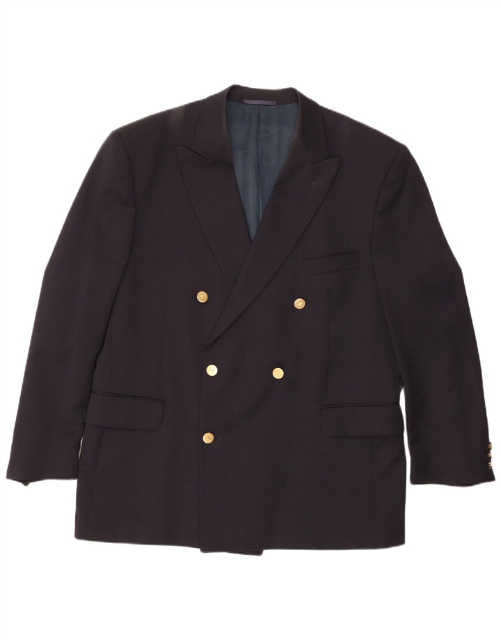 Jaeger Мужской двубортный пиджак IT 54 2XL Темно-синий шерстяной