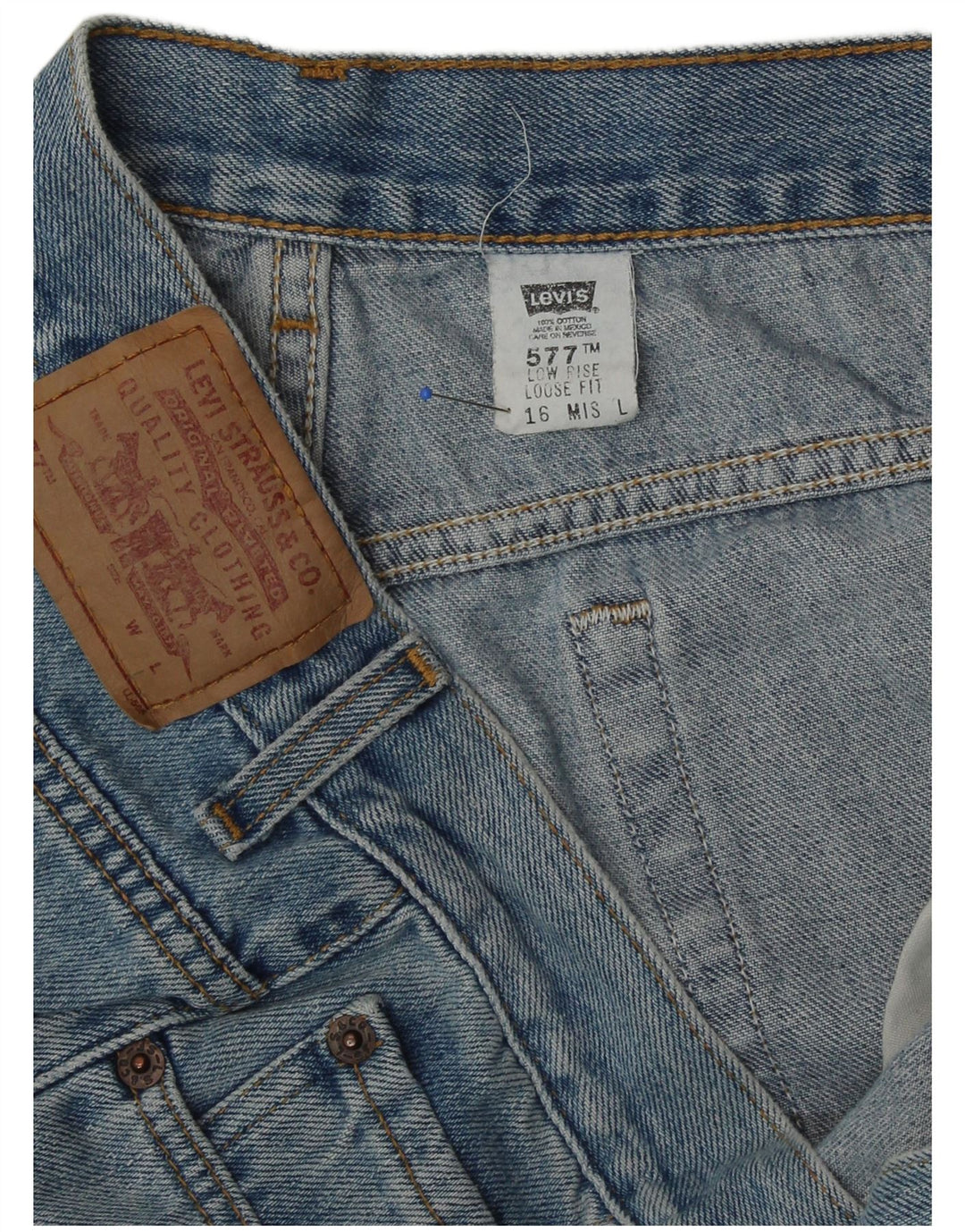 Женские свободные джинсы LEVI'S 577 с низкой талией США 16 2XL W38 L33 Синий хлопок
