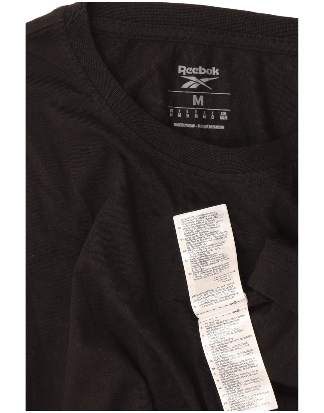 Reebok Мужская футболка из хлопка среднего размера, черная