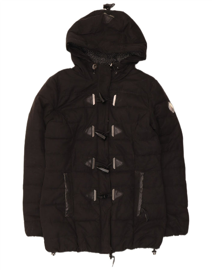 Женская утепленная куртка с капюшоном Superdry UK 12, средний черный полиэстер