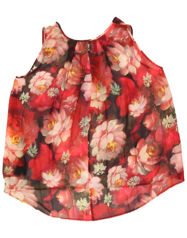 Женская блузка Ted Baker Top UK 14, большой красный полиэстер с цветочным принтом