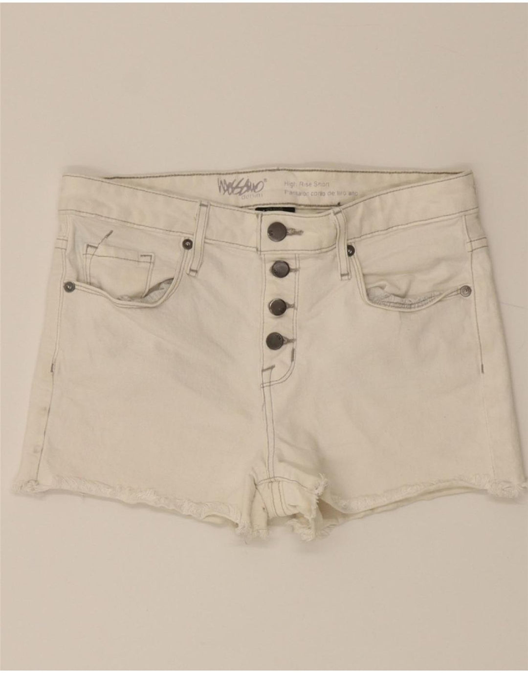MOSSIMO Womens Power Stretch Denim Shorts US 6 Medium W28 White Cotton Vintage Mossimo and Second-Hand Mossimo from Messina Hembry 