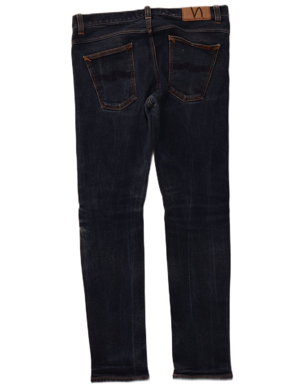 NUDIE JEANS Мужские джинсы скинни W32 L32 Синий хлопок