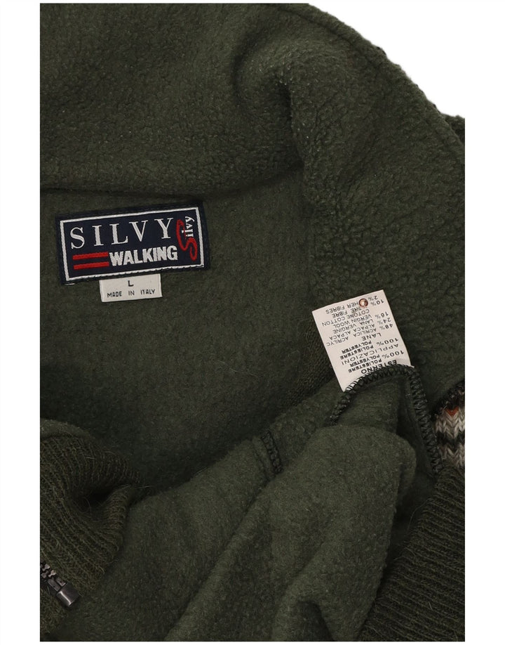 Мужская флисовая куртка Silvy UK 40, большой зеленый полиэстер с цветными блоками