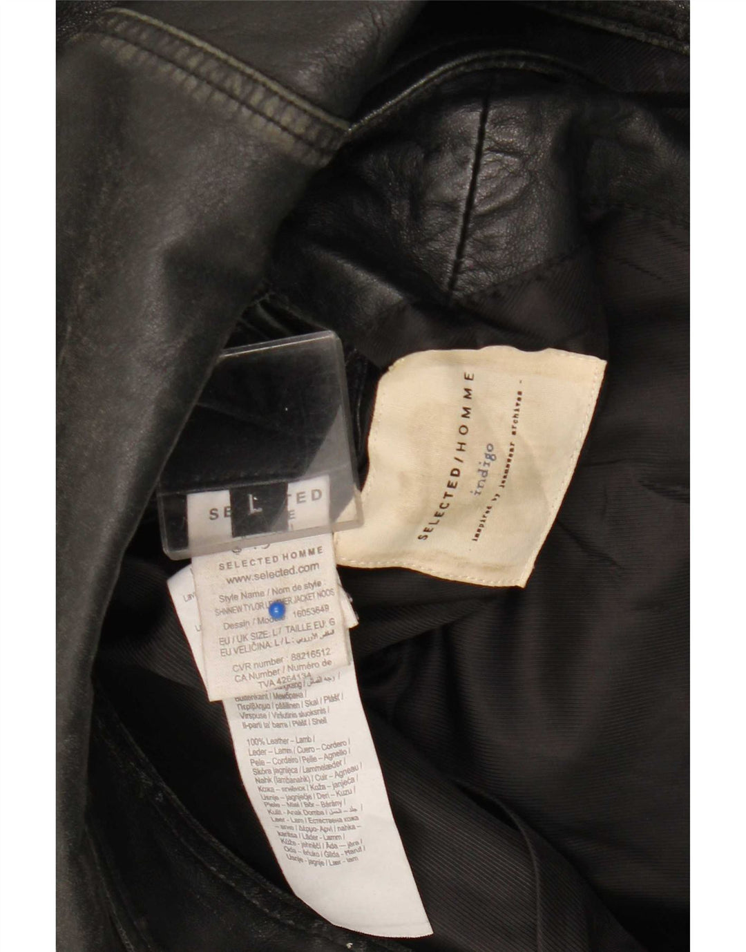 Selected Homme Mens Leather Jacket UK 40 Large Black