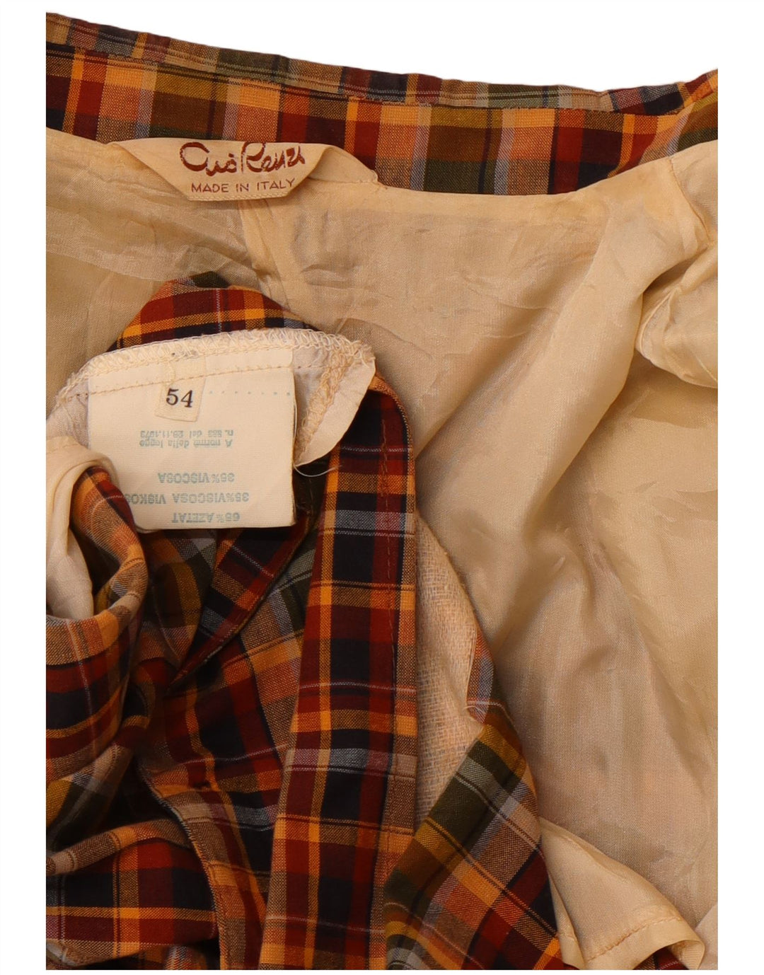 Мужской пиджак VINTAGE на 2 пуговицах IT 54 2XL, хлопок в разноцветную клетку