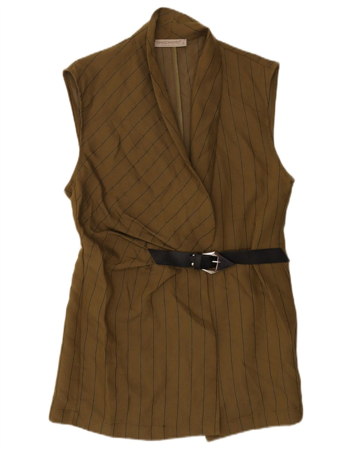 Женский пиджак без рукавов Rinascimento UK 14, большой цвет хаки в полоску