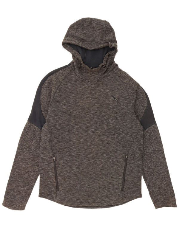Puma Mens Hoodie Jumper Medium Grey Flecked Cotton