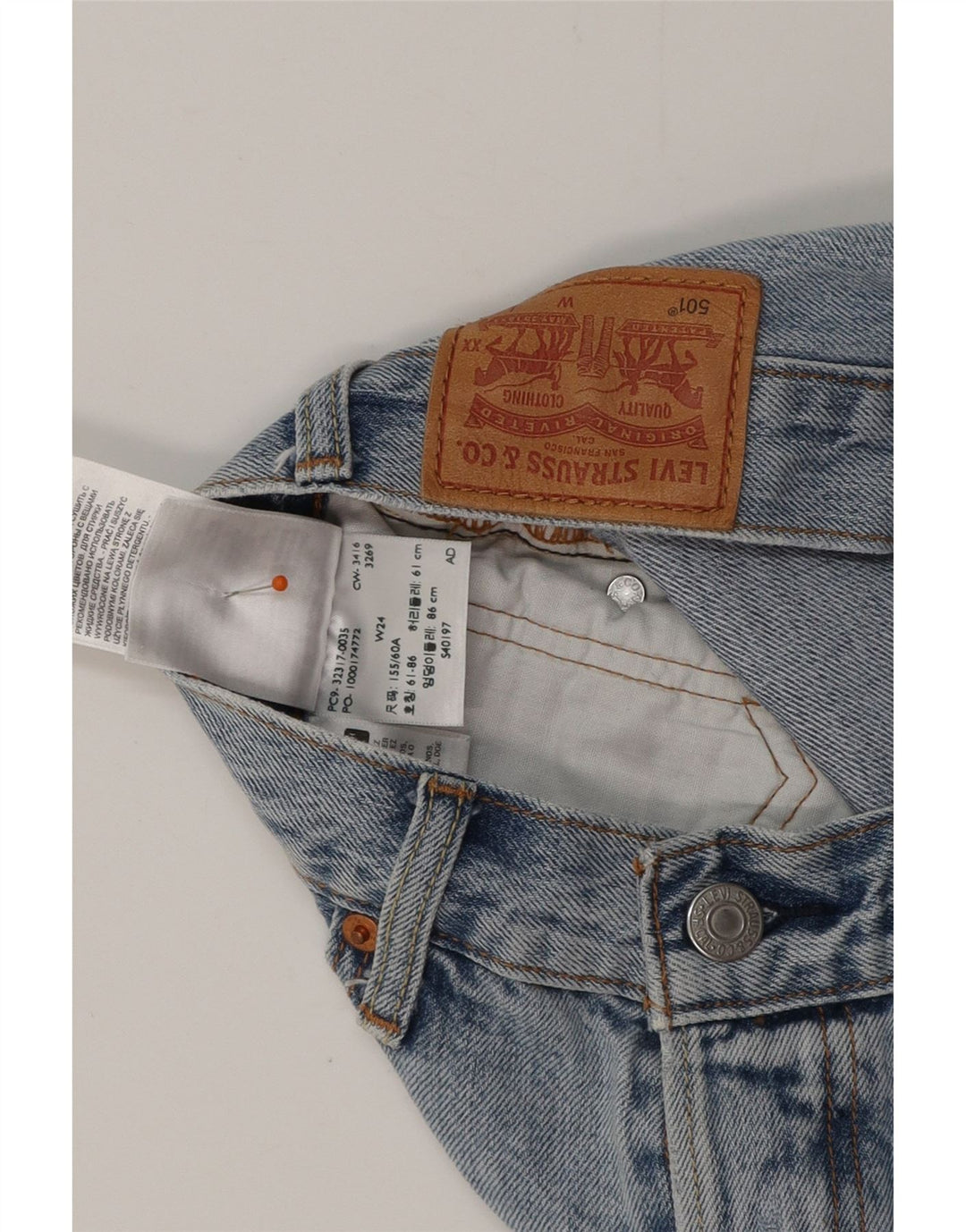 Женские джинсовые шорты LEVI'S 501 W24 XS синие, хлопок