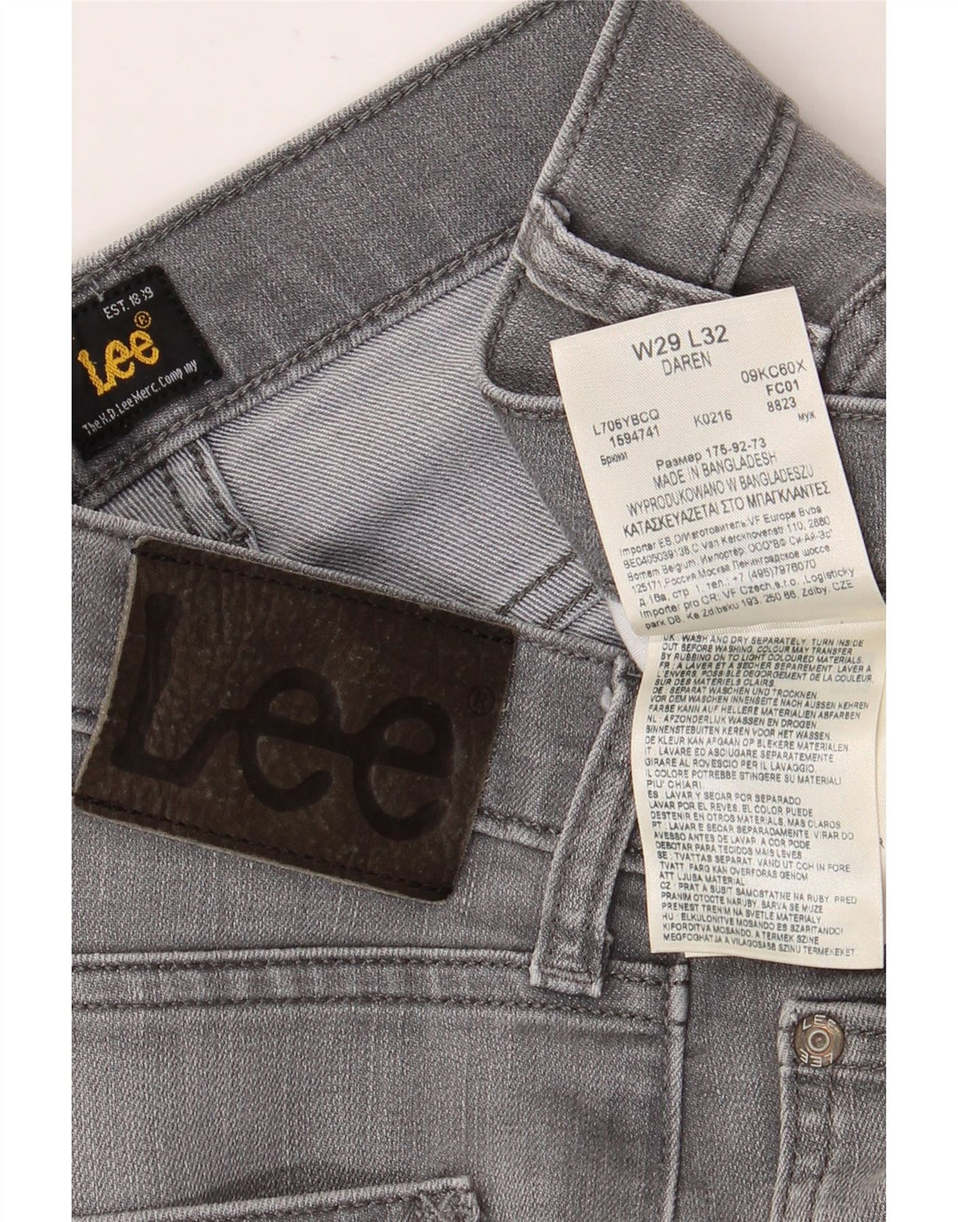 Женские зауженные джинсы LEE Daren W29 L28, серый хлопок