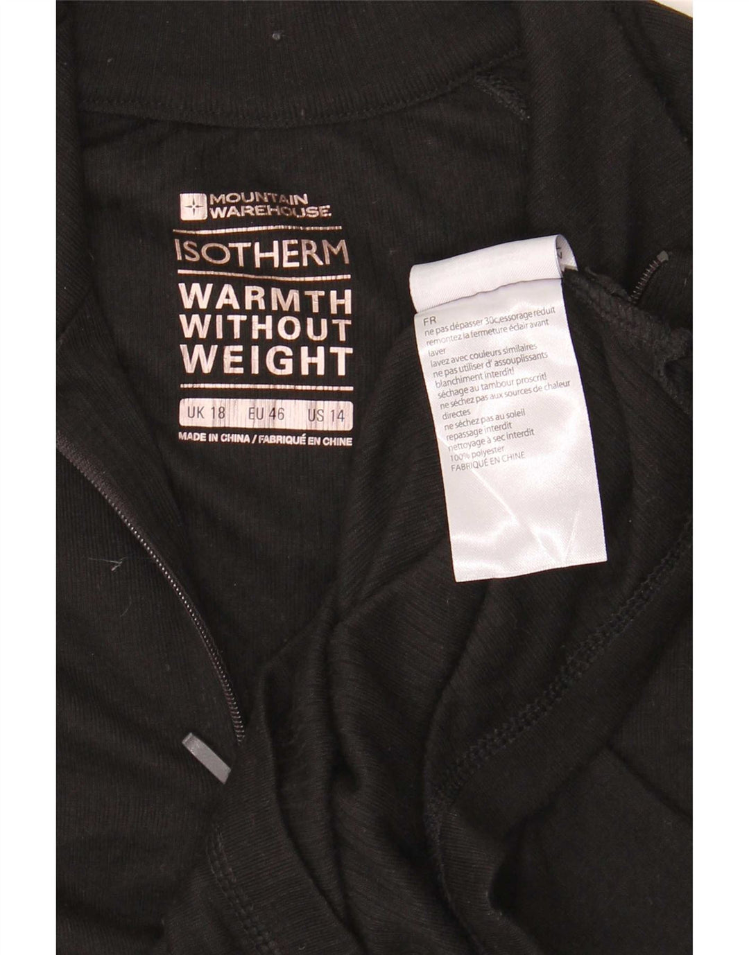 Женский пуловер с воротником на молнии Mountain Warehouse, спортивный костюм, топ, Великобритания, 18 XL, черный