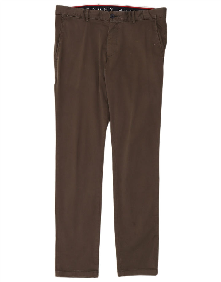 TOMMY HILFIGER Мужские узкие брюки-чиносы W34 L34 Серые хлопковые