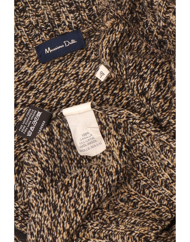 Мужской кардиган Massimo Dutti, большой коричневый шерстяной свитер в крапинку