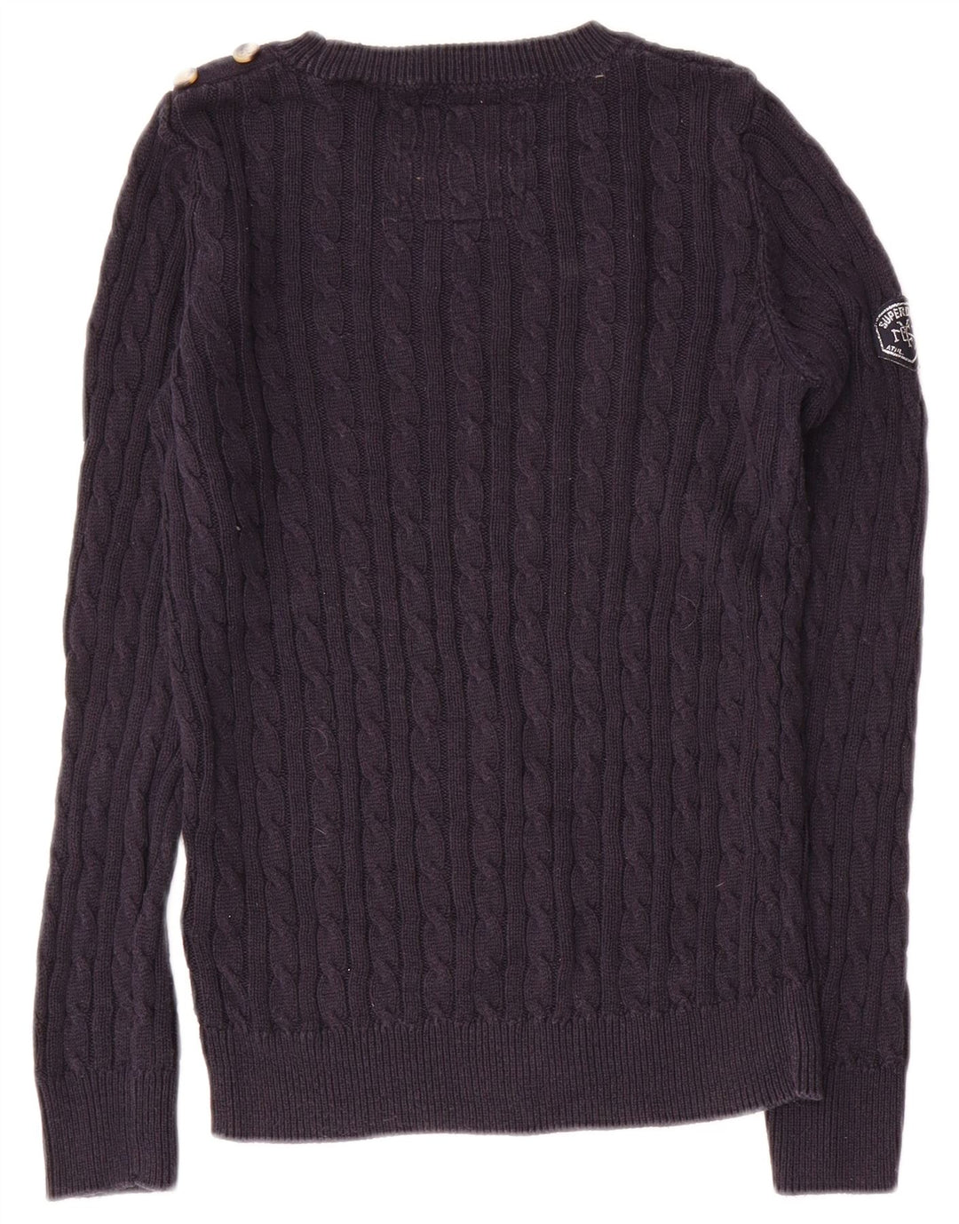 SUPERDRY Женский свитер с круглым вырезом, Великобритания, 8, маленький, темно-синий, хлопок