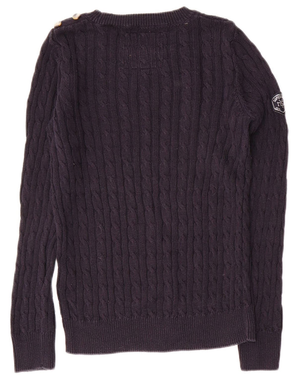 SUPERDRY Женский свитер с круглым вырезом, Великобритания, 8, маленький, темно-синий, хлопок