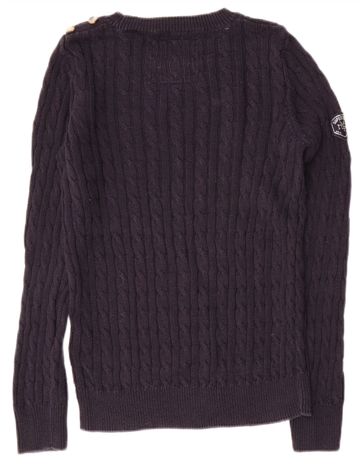 SUPERDRY Женский свитер с круглым вырезом, Великобритания, 8, маленький, темно-синий, хлопок