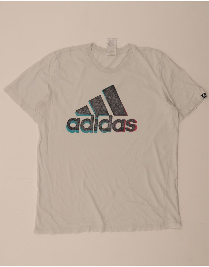 ADIDAS Мужская футболка с рисунком, большой белый хлопок