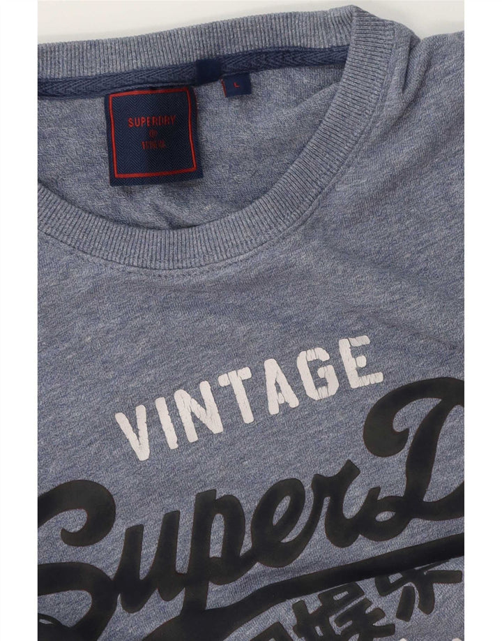 Мужская футболка с рисунком Superdry, большой синий хлопок