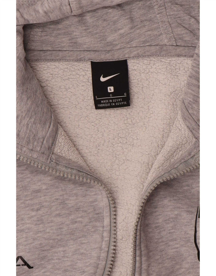Мужской свитер с капюшоном и молнией с графическим рисунком Nike, большой серый в крапинку